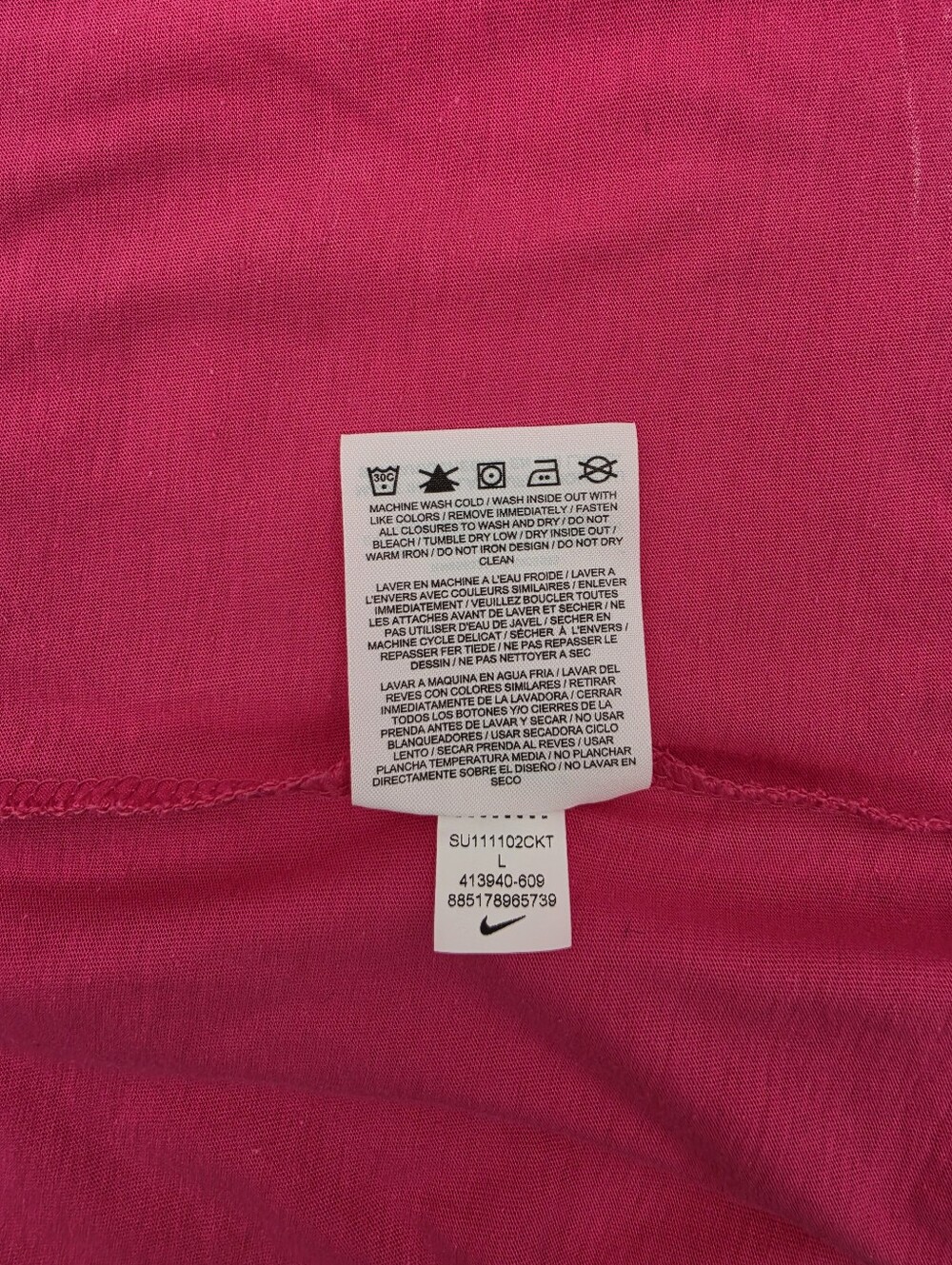 NWT Nike Women’s Large Pink V Neck Graphic Tee Slim Fit Casual Activewear Shirt - Picture 11 of 13